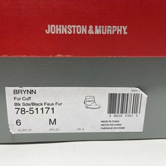 Johnston & Murphy Womens 6 Suede & Faux Fur Cuff Ankle Mid Boots Booties Black - Picture 10 of 10